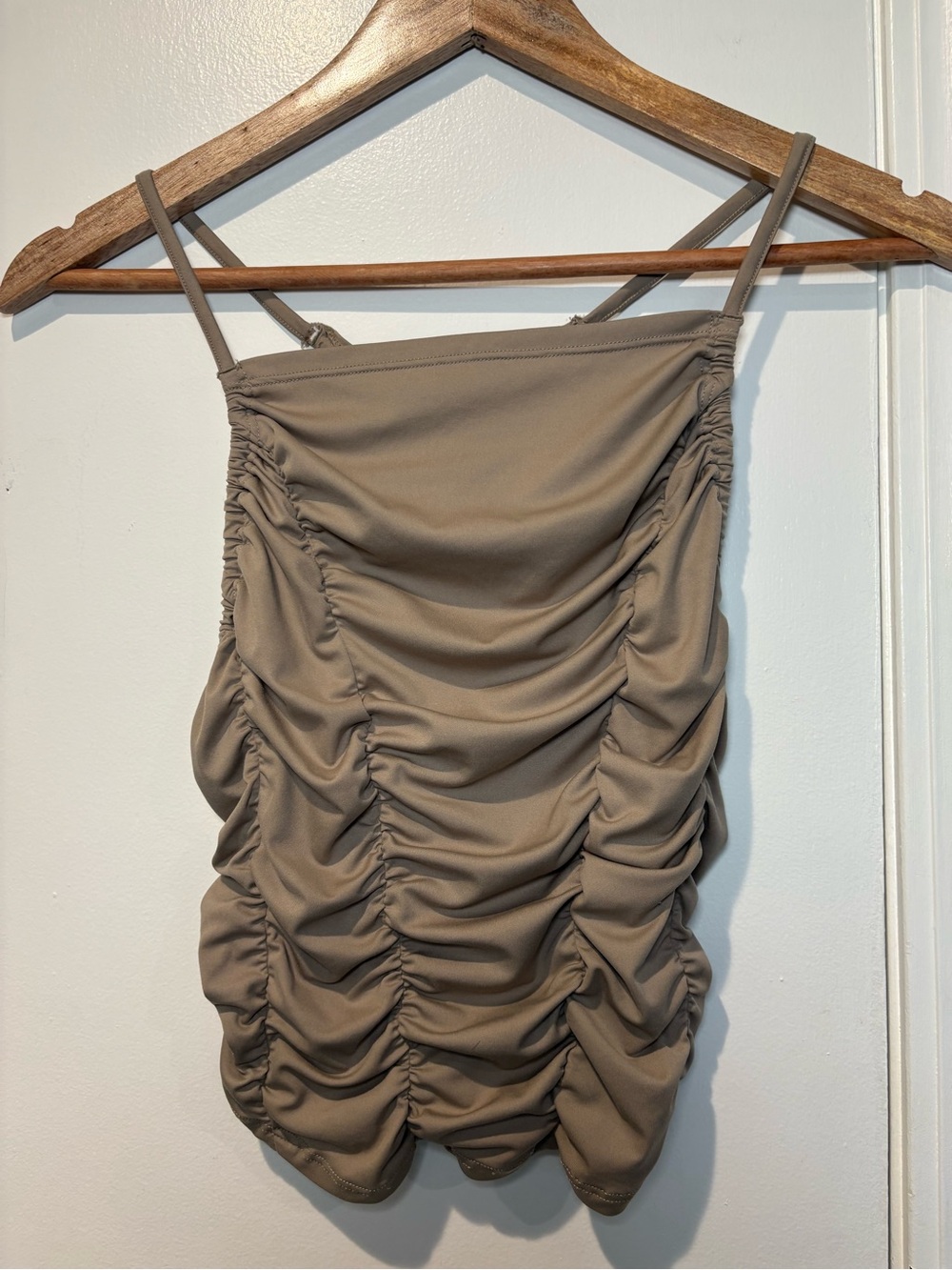 FP Movement by Free People Cropped Ruched Tank Top - Tan